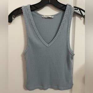 Double Zero ribbed blue tank, size S